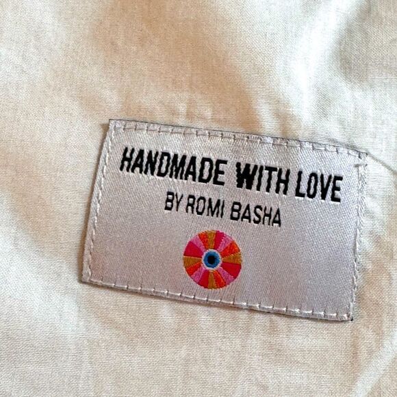 Romi Basha shirt womens one Size white leopard trim Button up Cotton casual top - Picture 6 of 12